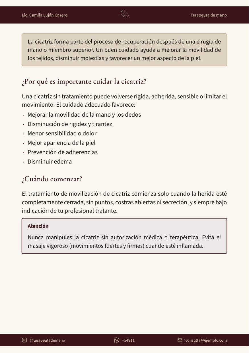 Vista previa página 2 — Cuidá y movilizá tu cicatriz después de la cirugía