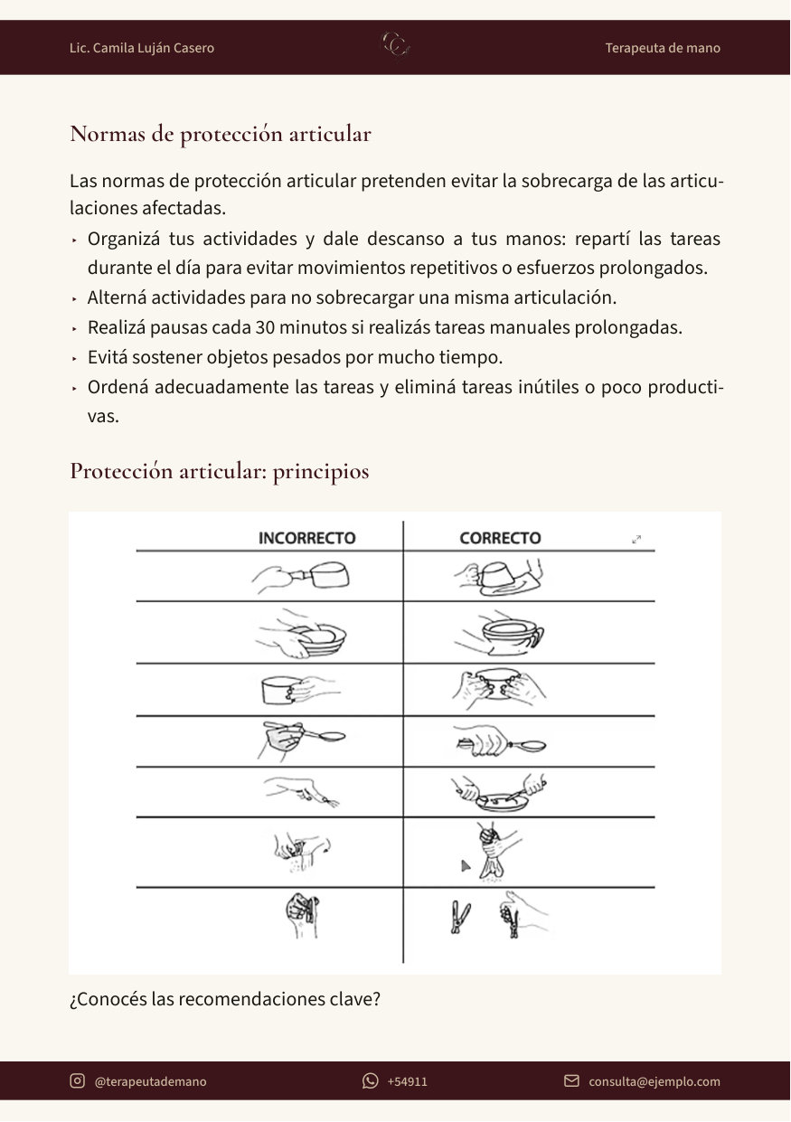 Vista previa página 2 — Protegé tus articulaciones en el día a día
