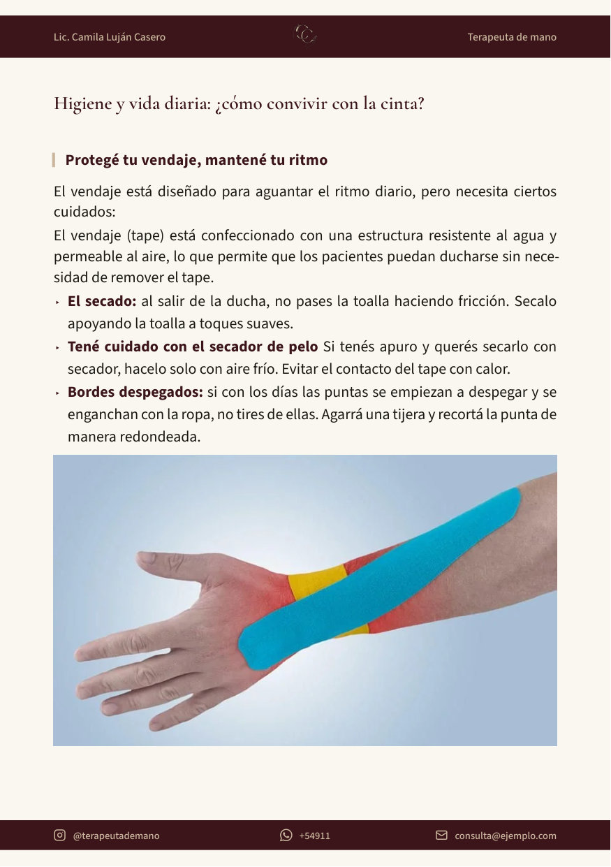 Vista previa página 2 — Cuidados del taping neuromuscular en casa