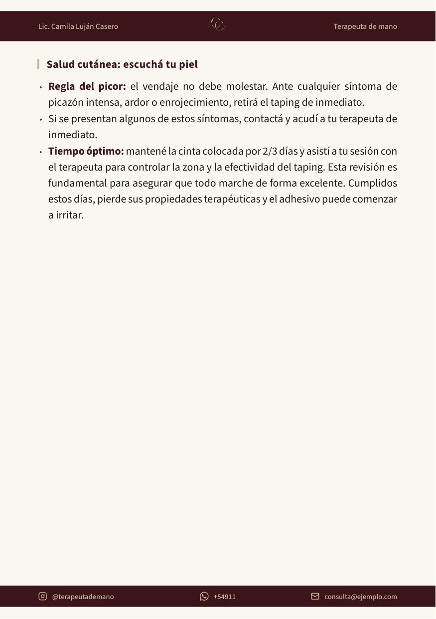 Vista previa página 3 — Cuidados del taping neuromuscular en casa